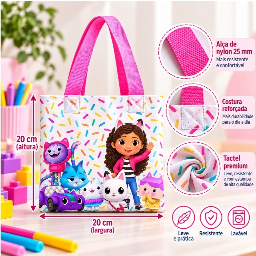bolsinha Casa Mágica da Gabby 20 cm Lembrancinha festa infantil GABY gabi — imagem 2 de 2