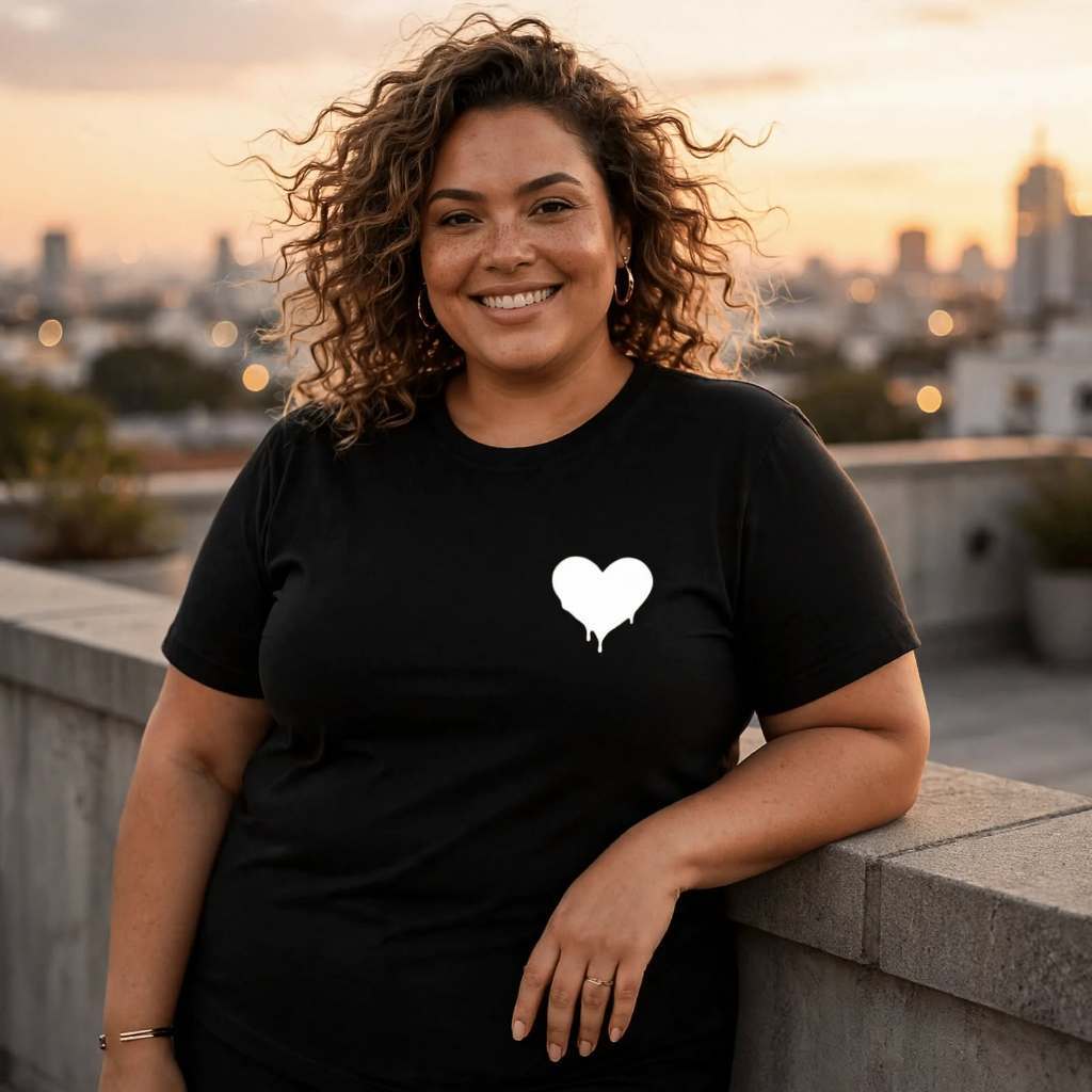 Camiseta Plus Size Feminina P Ao G5 Algodão 100% Estampada Natal Coração Pequeno Básica Casual Academia Verão