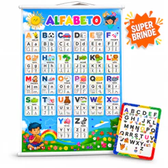 Banner Alfabeto Infantil Educativo Didático Completo Letras Desenhos Libras 60x90cm + Super Brinde