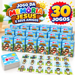 Kit 30 Jogo da Memória Jesus e Seus Amigos Apóstolos Maria Lembrancinha Festa Igreja Crianças Prenda