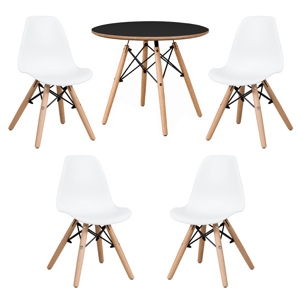 Conjunto Mesa Infantil Redonda 60cm com 4 Cadeiras Eames Quarto e Brinquedoteca · foto 2