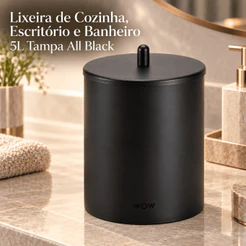 Lixeira de Cozinha, Escritório e Banheiro 5L Tampa All Black