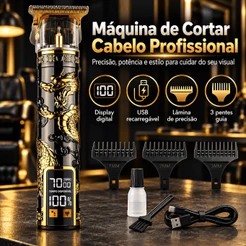 Máquina de Cortar Cabelo Profissional - Barbeador Sem Fio com Pentes 1/2/3mm -K5