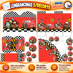 Kit Festa 180/90 Itens Personalizados Lembrancinhas Carros Relâmpago Mcqueen