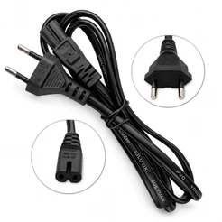 Cabo de Força Energia Bipolar 1,5m Plugue 2 Pinos Encaixe Tipo 8 Sony PS2 PS3 PS4 PS5 TV Monitor Rádio