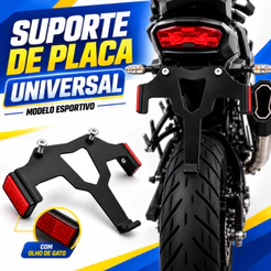 Suporte de Placa Universal Modelo Tiger 900 Mercosul Com Olho de Gato Titan Fan XRE Fazer YBR