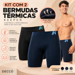 Kit 2 Bermuda Térmica Keeper Anti Assaduras Resistente sem Costura Masculina Sport Alta Performance