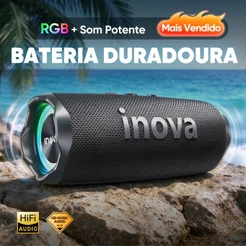 INOVA Caixa de Som Estéreo Portátil 16W Som Poderoso LED RGB FM Festa Ao Ar Livre Envio Imediato