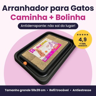 Arranhador para Gato Grande com Caminha e Bolinha Antiderrapante Antiestresse Cat Relax 59x39cm Papelão com Refil