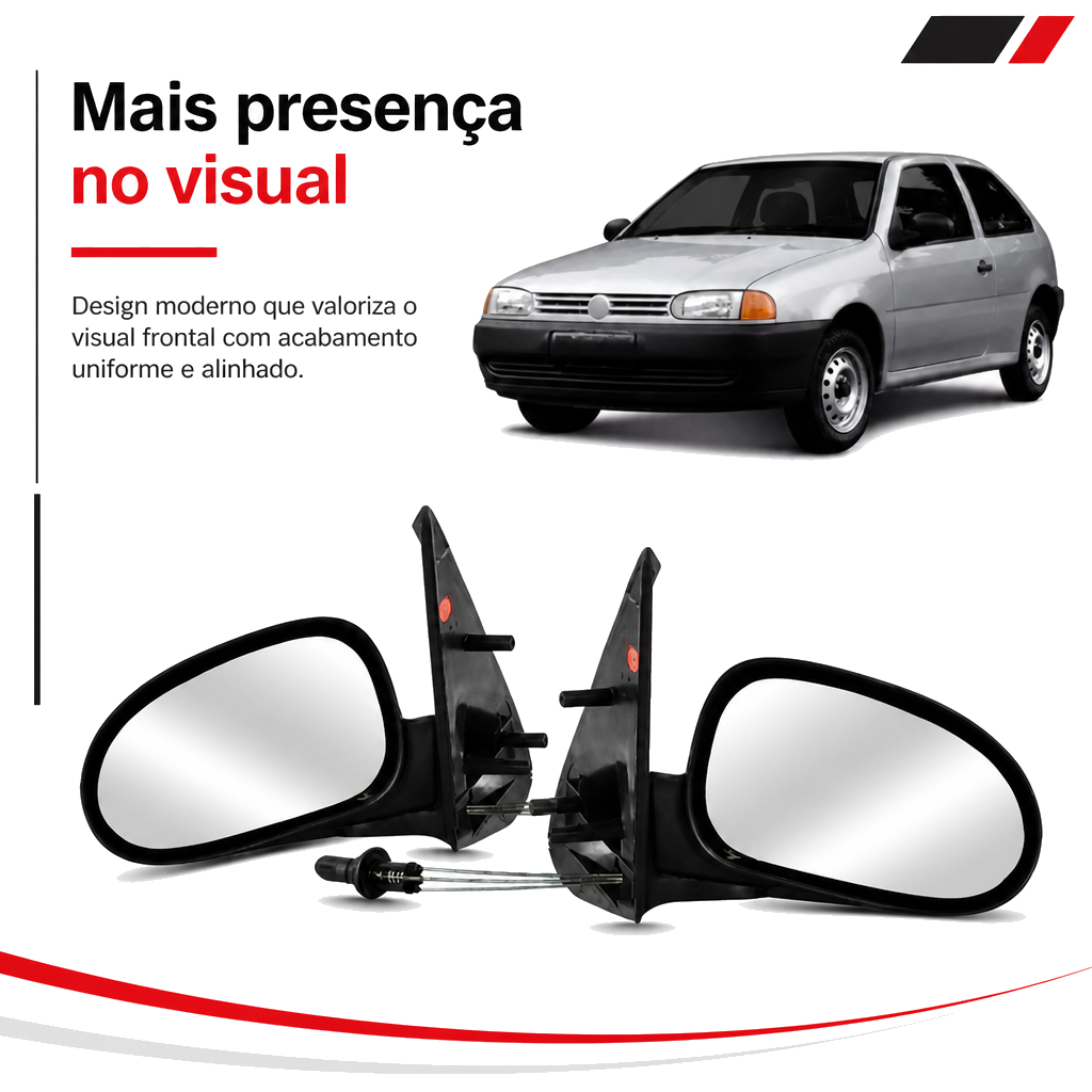 Par/Un Retrovisor Gol G2 1995 96 97 98 1999 2 Portas Com Controle — imagem 2 de 2