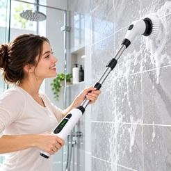Escova Eletrica Limpeza Mop Giratorio Recarregavel Sem Fio Cabo Extensor 9 em 1 Banheiro Piso Rejunte Azulejo Cozinha