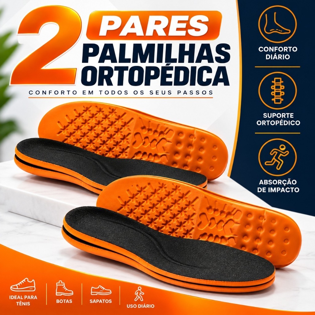 Kit 2 Pares Palmilha Ortopédica Em Gel Macia Anatômica Confortável Anti Impacto Ideal Para Botinas Coturno Tênis