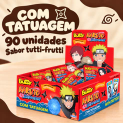 Chiclete Naruto Tutti-Frutti C/90 Unidades Buzzy Riclan