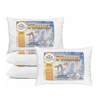 Kit com 4 Travesseiros 70x50 Pluma de Ganso Premium – Alto Padrão e Máximo Conforto em Oferta na Shopee