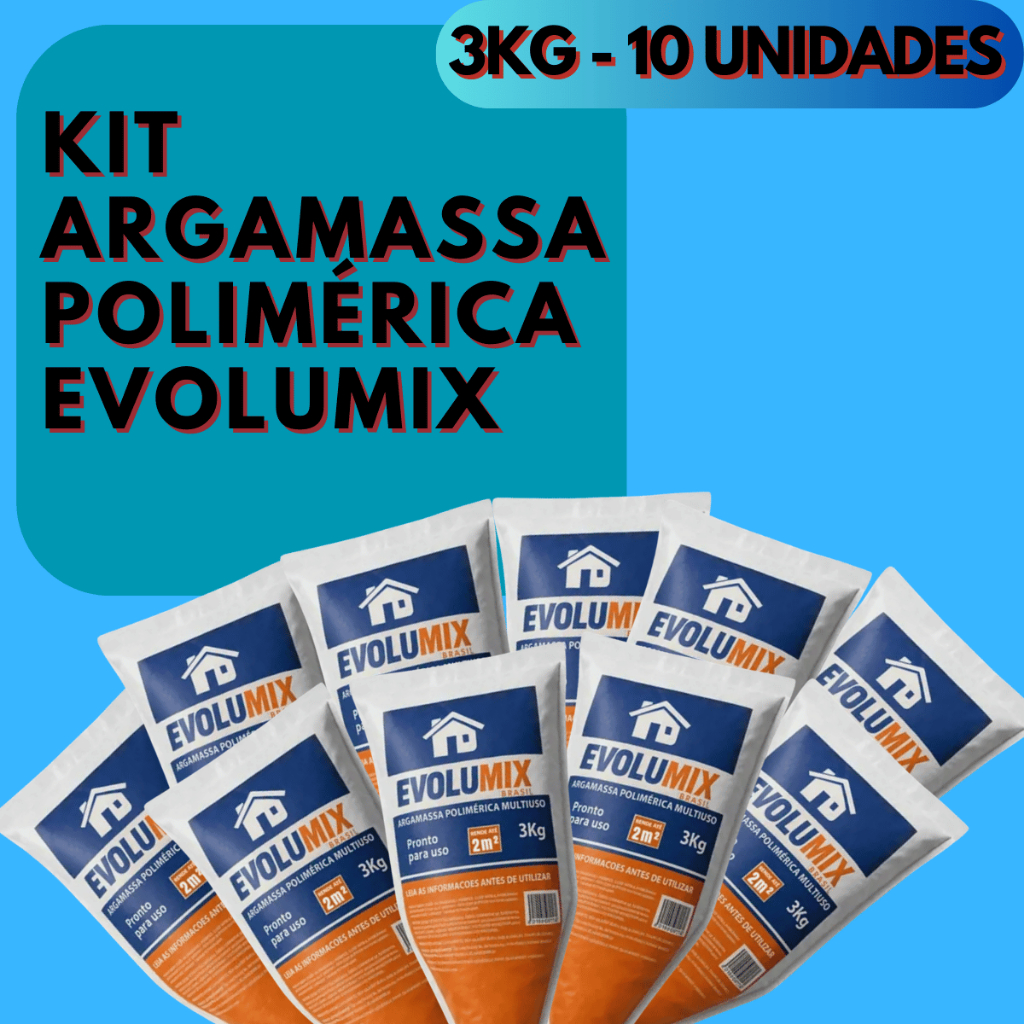 Argamassa Polimérica Evolumix Bisnaga / Kit com Pronta 10 Unidades 3kg / 3x mais resistência