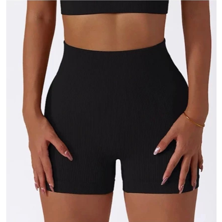 Short Feminino Canelado Cós Alto Academia Roupa Fitnes, Zero Transparência, Não Marca, Confortável.