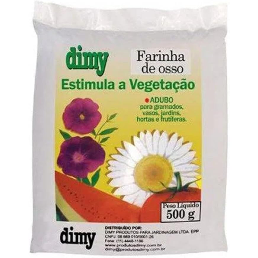 Dimy Farinha de Osso 500g Adubo Orgânico Para Plantas e Hortas