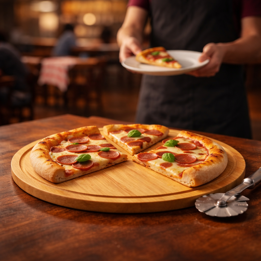 Kit 10 Tábua para Servir Pizza 100% Bambu 35cm Pizzaria