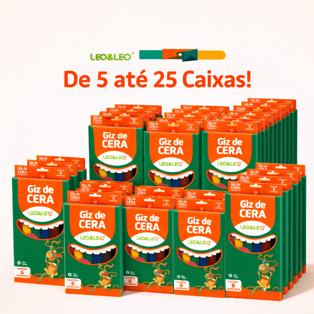 Kit Giz de Cera Leo e Leo 6 Unidades Caixa Fechada 5 a 25 Caixas Oferta Atacado