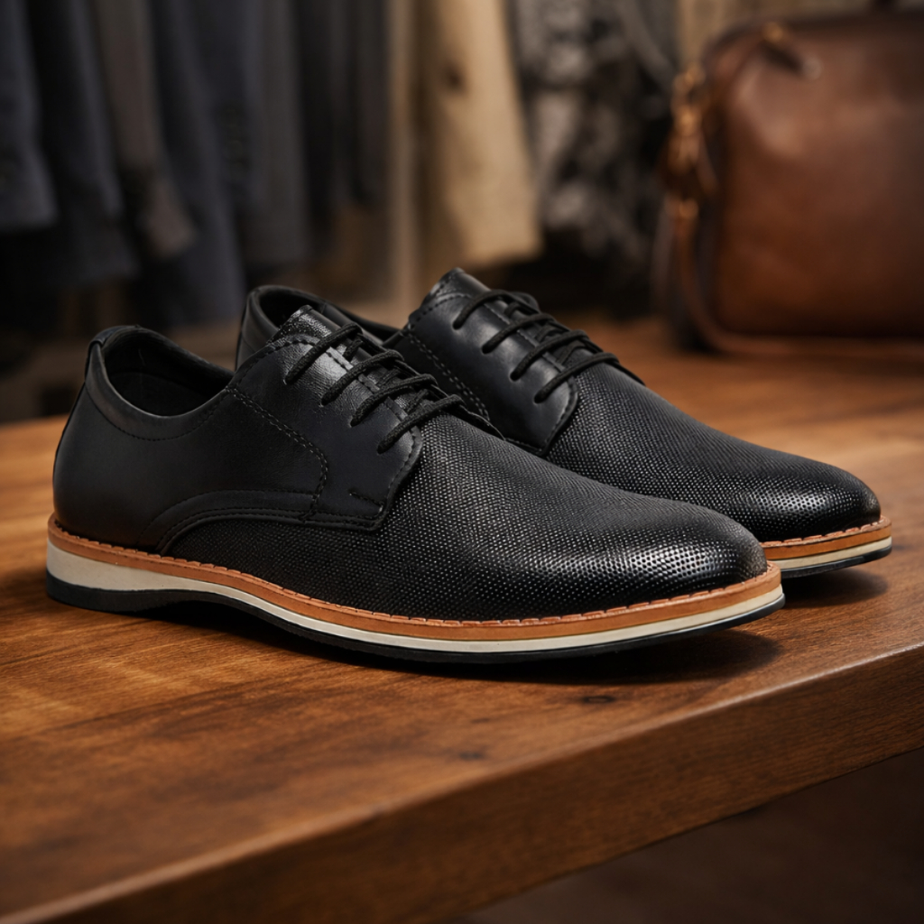 Sapato Oxford Social Casual Derby Confortavel Masculino Preto Marrom Esporte Fino Elegante Trabalho Confortável em Oferta na Shopee