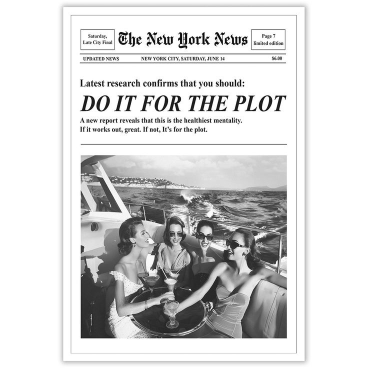 Quadros Decorativos Newspaper Aesthetic Do It For The Plot Verão Vintage (1 peça)