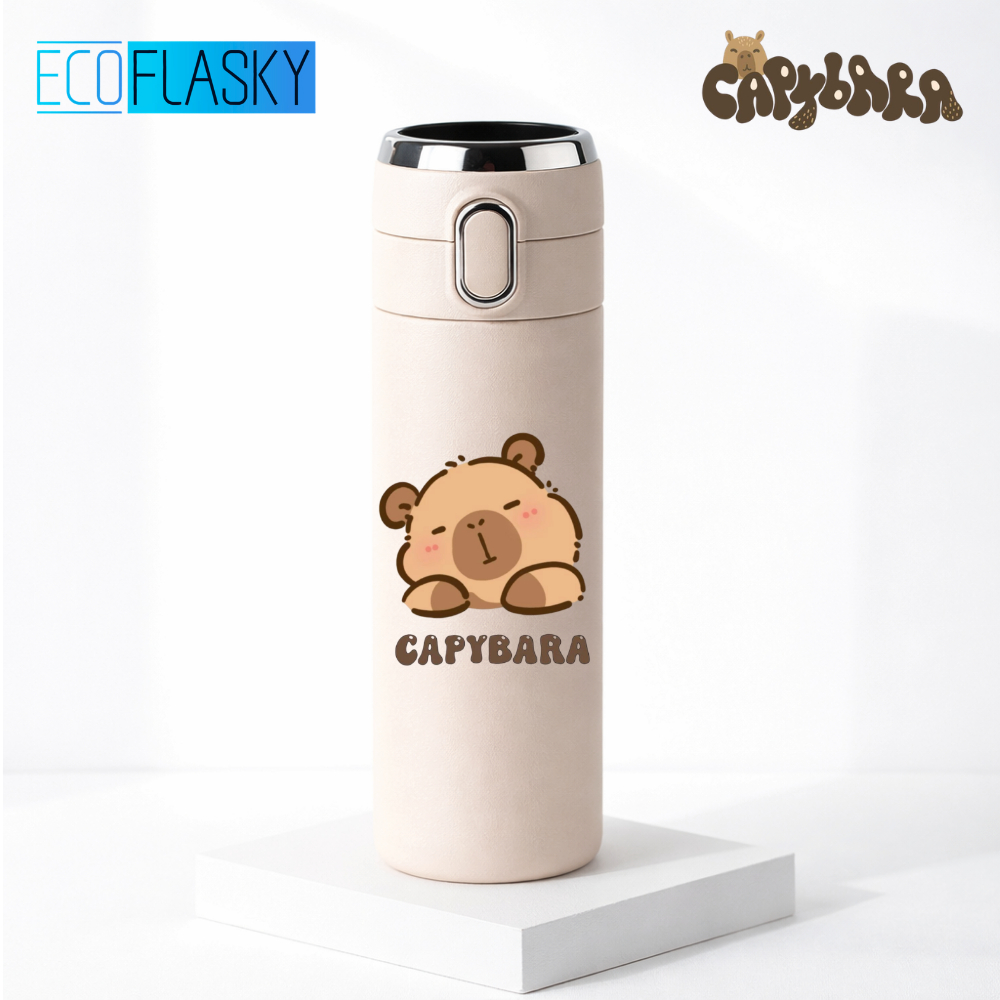 Garrafa Térmica Infantil Aço Inox Capivara Estampada Termometro LED Digital Estampada 420ml em Oferta na Shopee