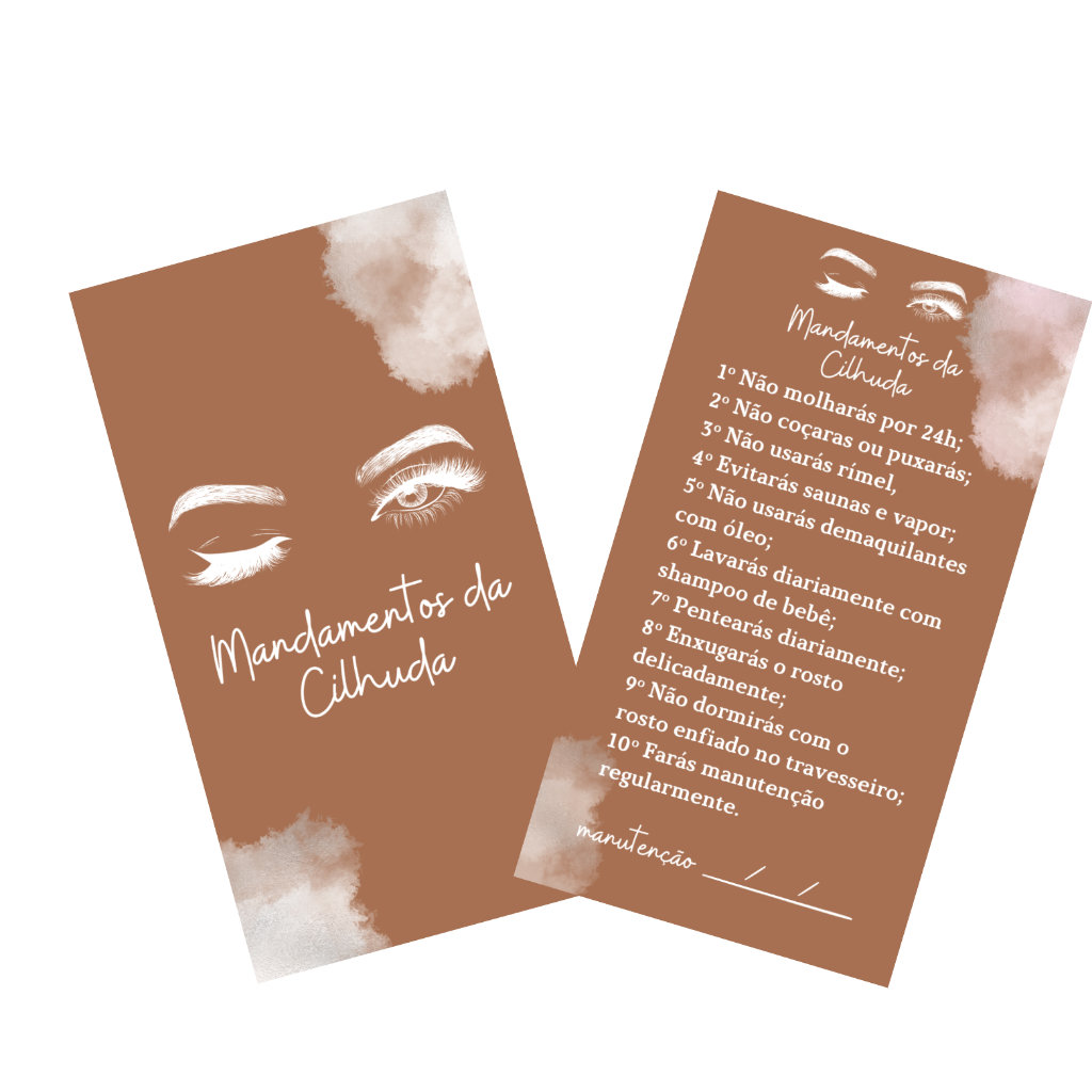 Cartão Lash Designer Cuidados Extensão de Cílios Pós Procedimento Alongamento de Cílios Pós Extensão de Cílios Lash