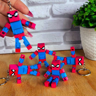 Chaveiro Homem Aranha Minecraft lembrancinhas temático colorido
