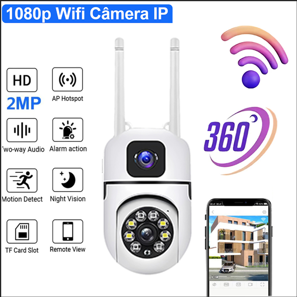 SQ21- Câmera Segurança WiFI IP - Yoosee/iCsee Áudio Infravermelho Interno e Externo