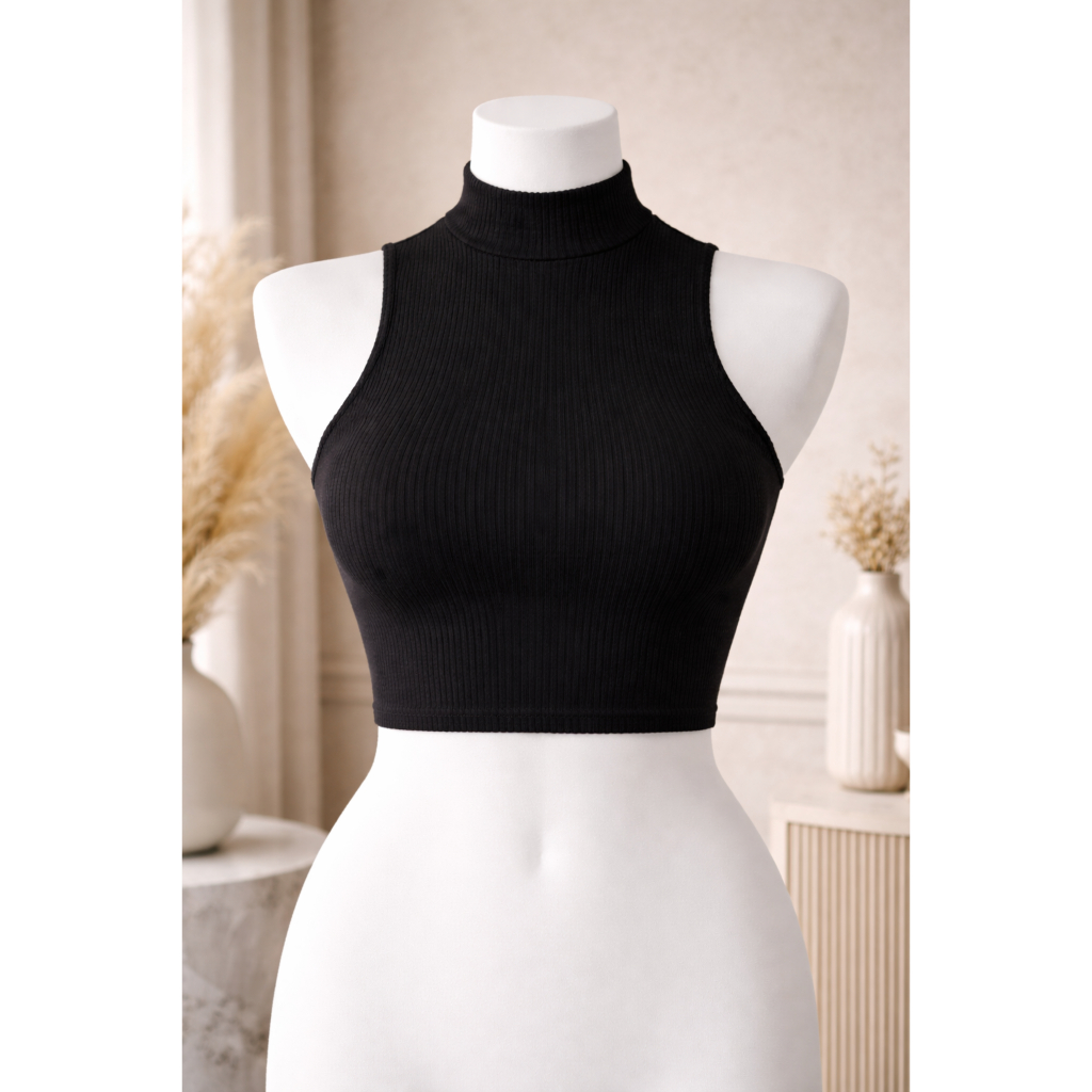 Blusa Cropped Ribana Feminina Básica Elegante em Oferta na Shopee