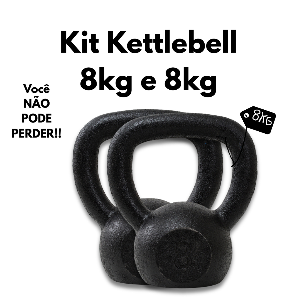 Kit Kettlebells 8kg e 8kg Treinamento Musculação Cross Training e Academia em Casa