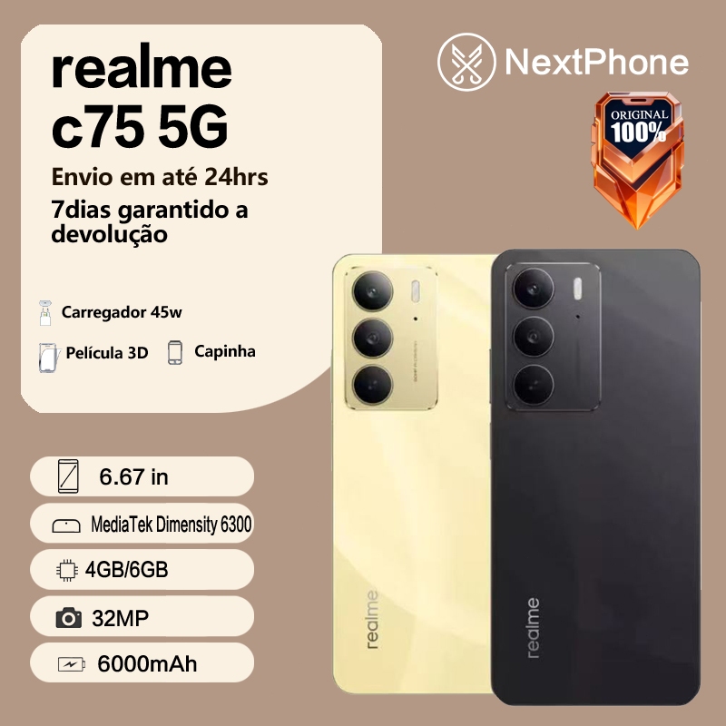 Realme C75 5G com NFC 256/8gb Ram Versão Global Original