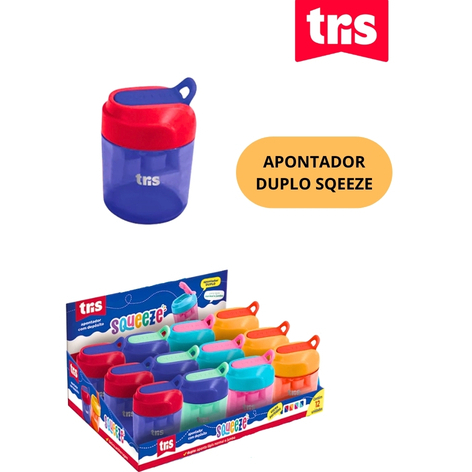 APONTADOR DUPLO COM DEPÓSITO SQUEEZE - TRIS em Oferta na Shopee