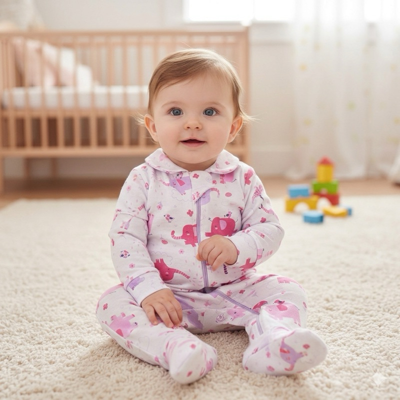 macacão vira pé zíper bebe menino menina 100% algodão liso estampado