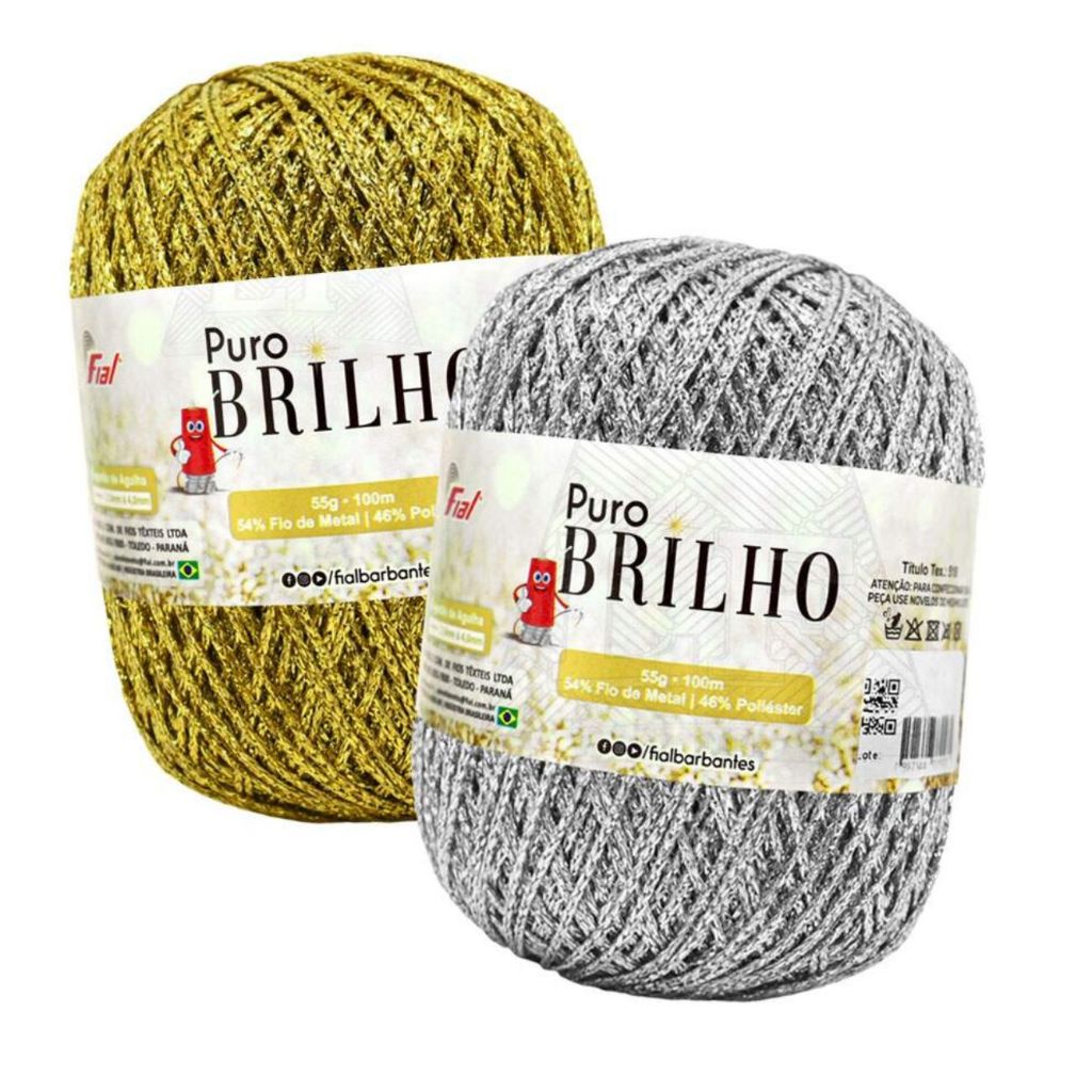 Linha Puro Brilho 100m/55g -  Dourado/Prata, Crochê, Tricô, Artesanato - FIAL em Oferta na Shopee