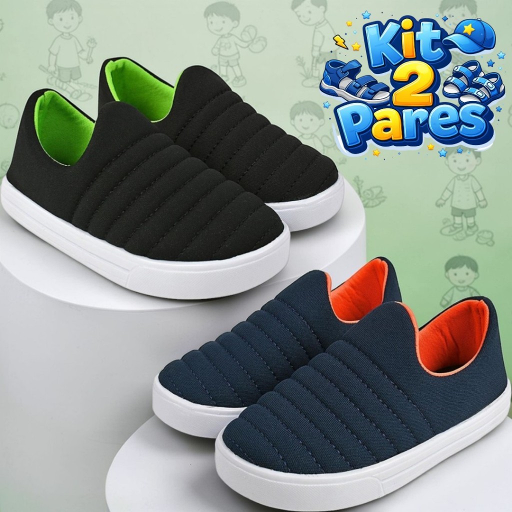 Kit 2 Pares e Avulso Tênis Calce Fácil Leve Confortável Infantil Menino em Oferta na Shopee