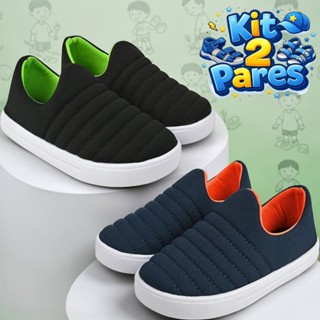Kit 2 Pares e Avulso Tênis Calce Fácil Leve Confortável Infantil Menino em Oferta na Shopee