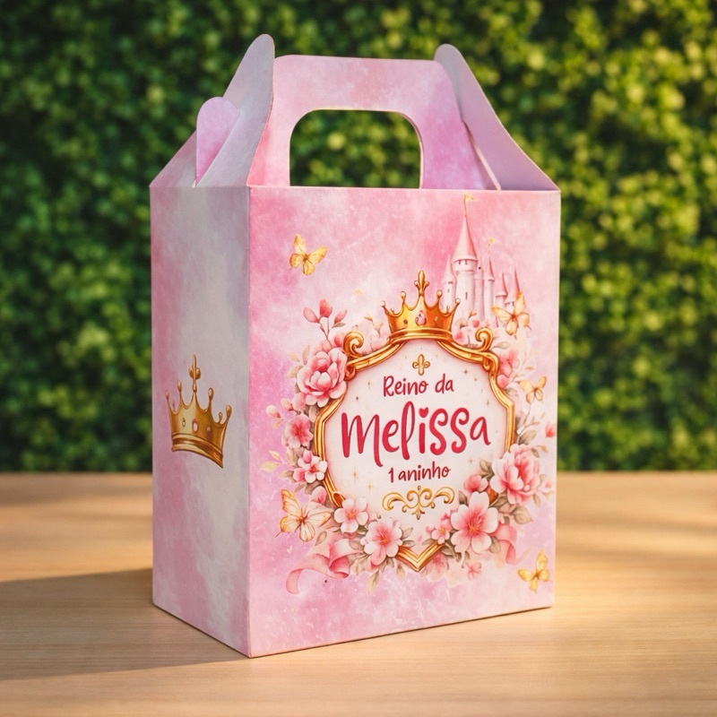 Maletinha personalizada Reino encantado, maletinha personalizada caixinhas princesas (PEGUE E MONTE)