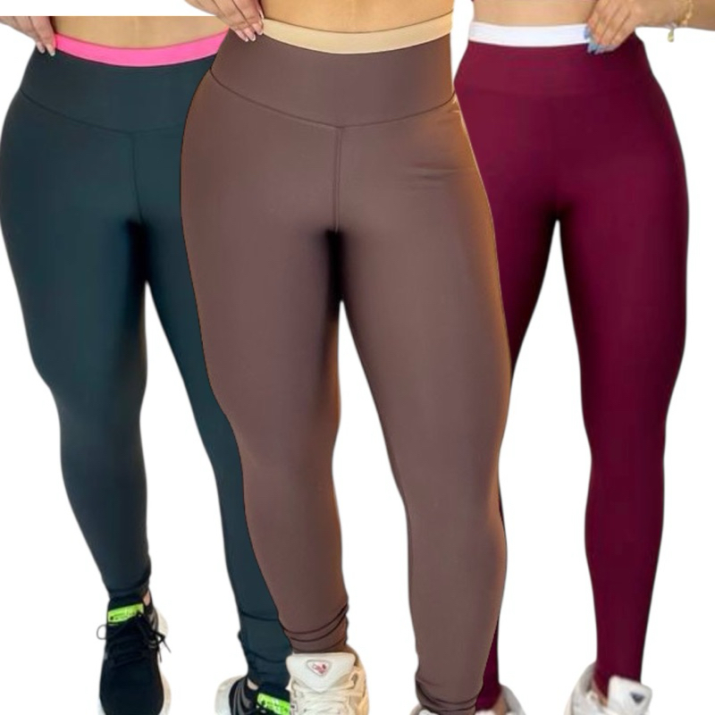Calça Legging bicolor alta compressão academia fitness