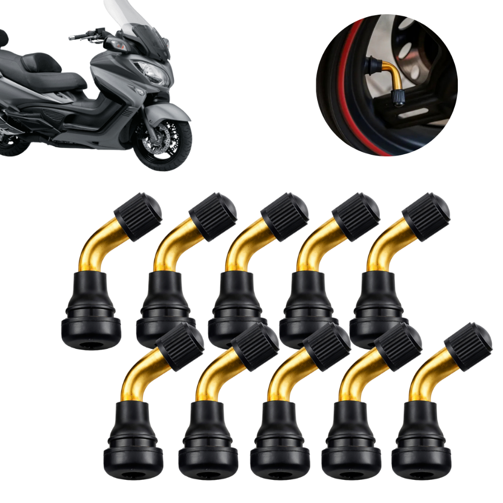 Kit 10 Bicos Válvula Alumínio Pvr70 Pneu Scooter Lead Burgman Moto Elétrica 90 graus Premium em Oferta na Shopee