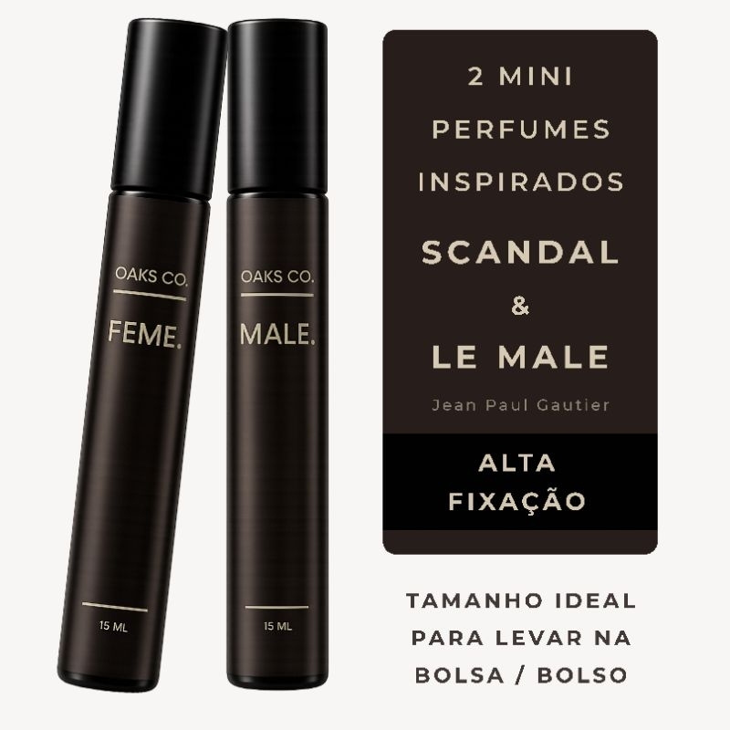 Perfume 15ml Alta Fixação -  Inspirado em Le Male e Scandal - De bolso - Contratipo — Masculino e Feminino - OAKS CO
