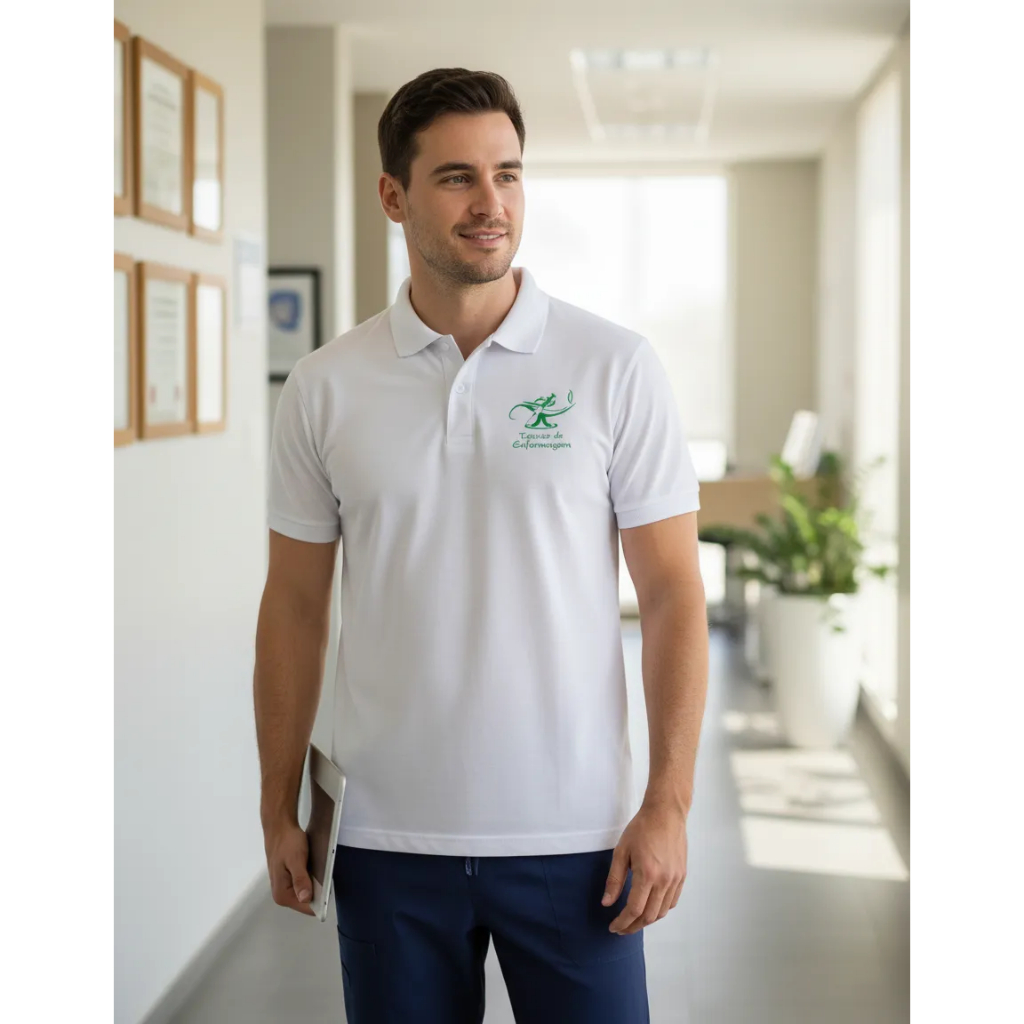 Camiseta Pólo Técnico de Enfermagem Masculina em Piquet Estampa em Silk Screen Exclusiva