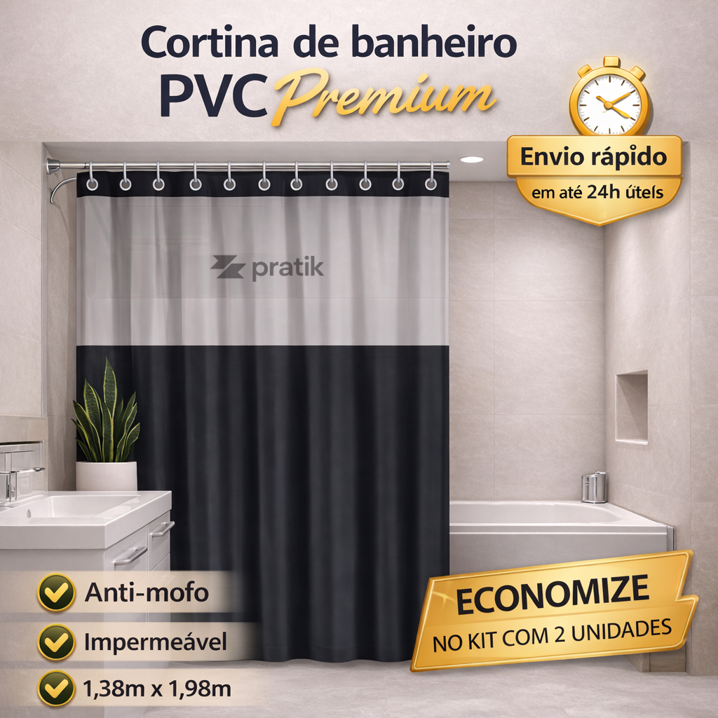 Cortina De Box Banheiro Com Visor Transparente Antimofo 100% Em PVC Resistente ou cortina em Vinil Cortina De Box Banheiro Com Visor Transparente Antimofo 100% Em PVC Resistente ou cortina em Vinil