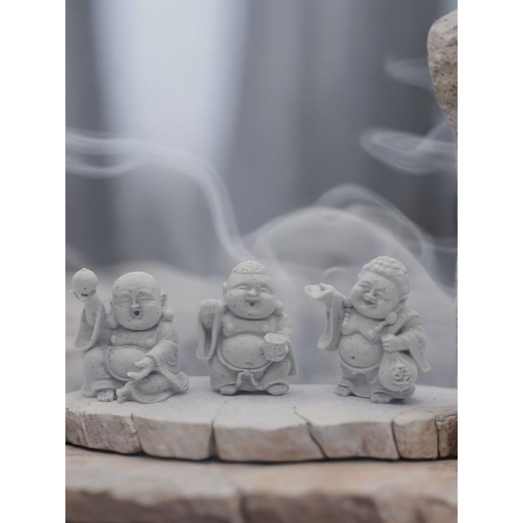 Imagem Kit 3 Budas Decorativos Zen 3D – Estátuas da Sabedoria para Sala e Escritório