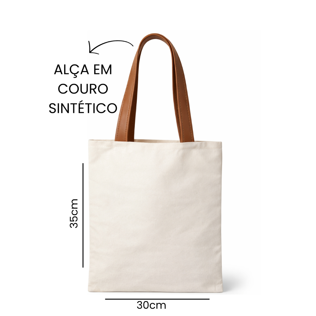Ecobag Bolsa Sacola Reutilizável com Alça em Couro Sintético 35x30cm Lisa para Personalizar