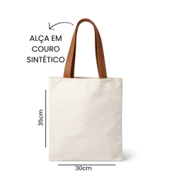 Ecobag Bolsa Sacola Reutilizável com Alça em Couro Sintético 35x30cm Lisa para Personalizar