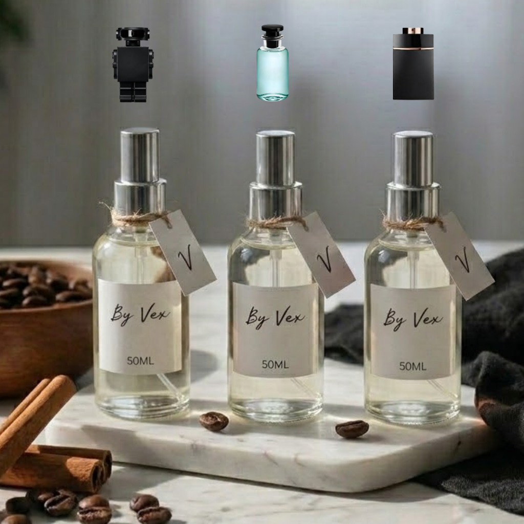 Kit 3 perfumes inspiração Masculinos de 50ML EDP - Perfume Artesanal - Fixação Forte - Vex Perfumes