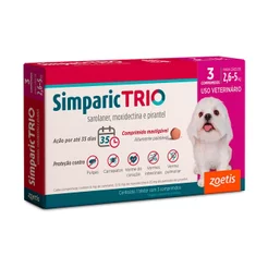 Simparic Trio 6mg Antipulgas e Carrapatos Para Cães 2,6 a 5kg 3 Comprimidos