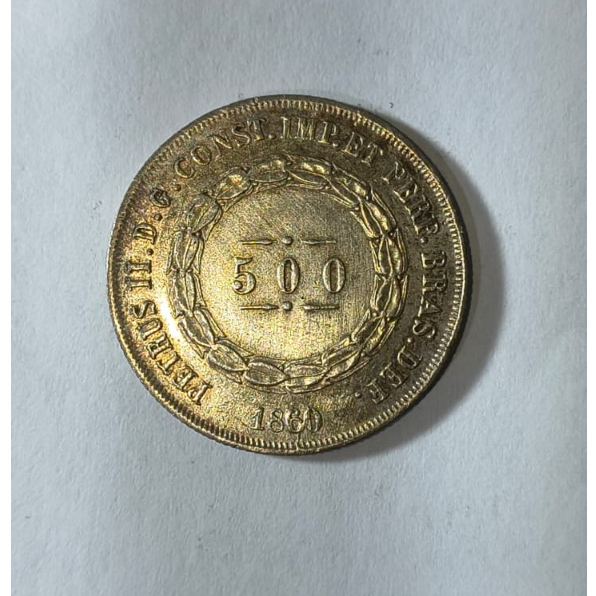 Moeda 500 Réis - Prata 1860 Império - Rara - Soberba