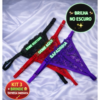 kit 3 Tanga Frases Brilha no Escuro lateral regulável +Brinde ✨MELHOR PREÇO | ENTREGA IMEDIATA✨ em Oferta na Shopee